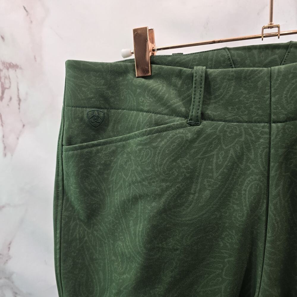 ARIAT Breeches Womens 34 L Green Riding Pant Seat Equestrian Paisley Pro Series - Picture 2 of 11